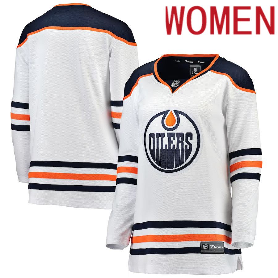 Women Edmonton Oilers Fanatics Branded White Away Breakaway NHL Jersey->edmonton oilers->NHL Jersey